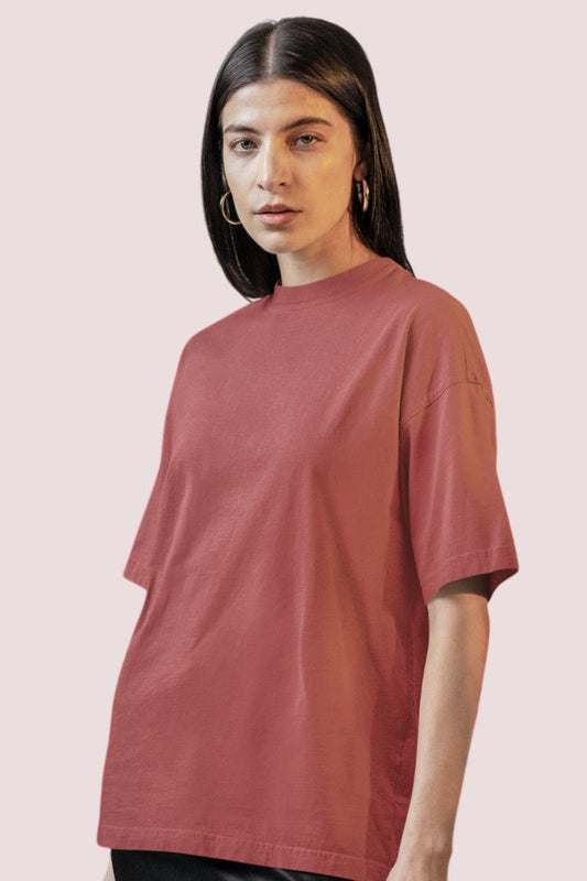 MEMINGO Coral Solid Women's T-Shirt Oversized fit