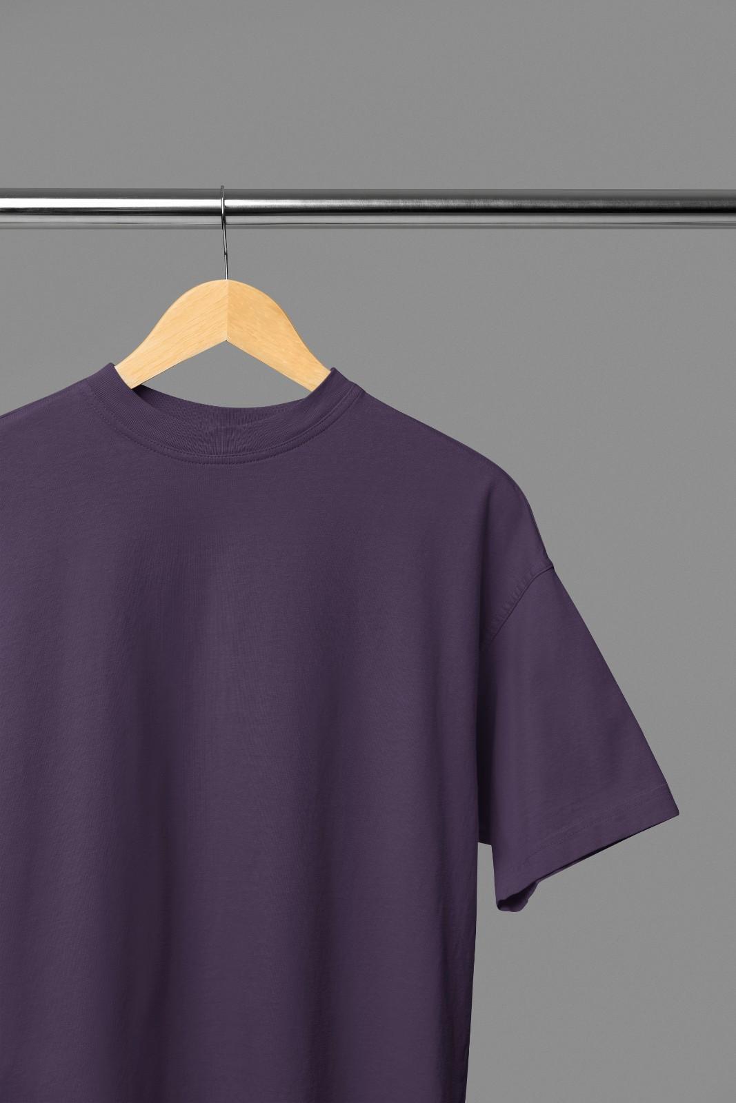 MEMINGO Purple Solid Men's T-Shirt Oversized fit