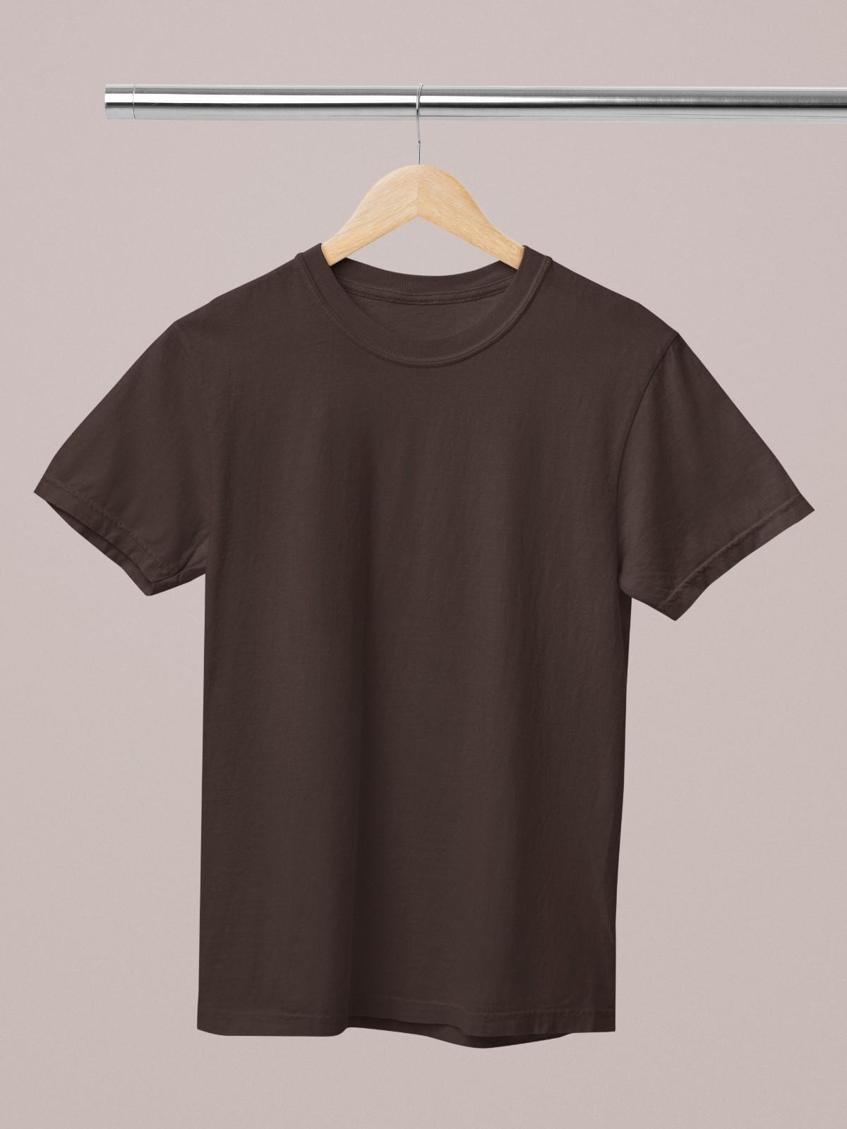 MEMINGO Coffee Brown Solid Men's T-Shirt Regular Fit