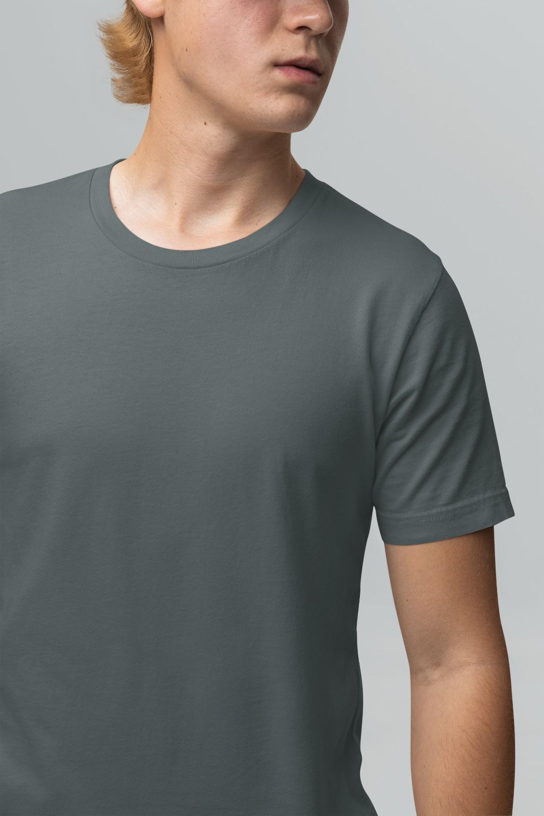 MEMINGO Steel Grey Solid Men's T-Shirt Regular Fit