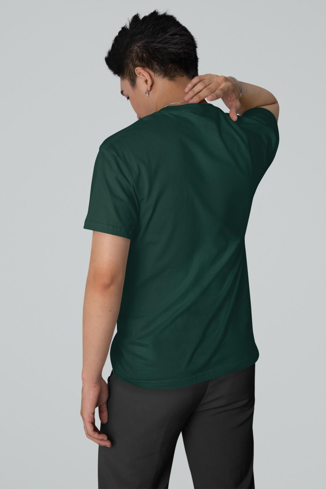 MEMINGO Bottle Green Solid Men's T-Shirt Regular Fit
