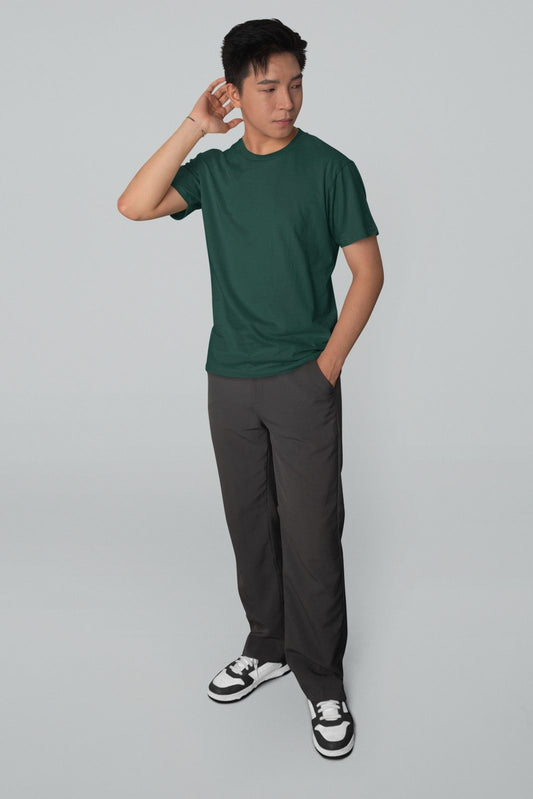 MEMINGO Bottle Green Solid Men's T-Shirt Regular Fit