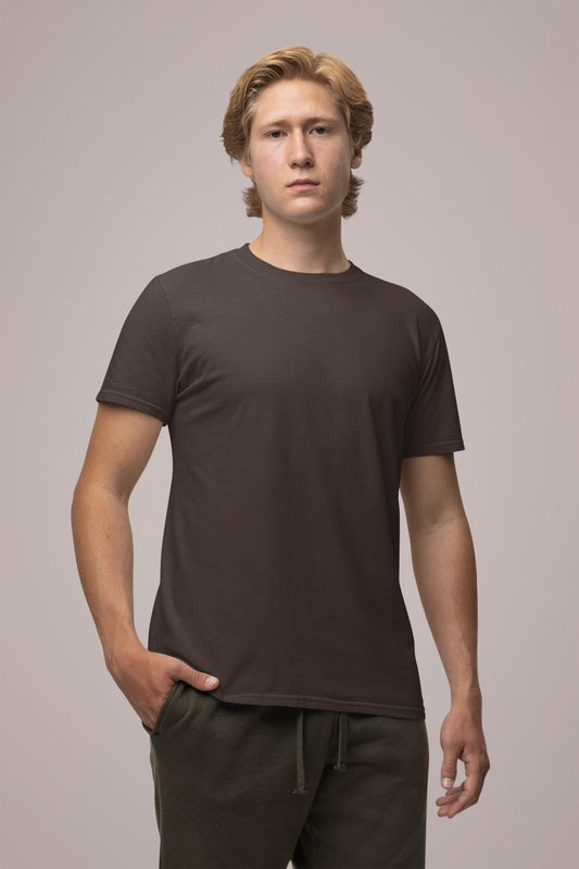 MEMINGO Coffee Brown Solid Men's T-Shirt Regular Fit