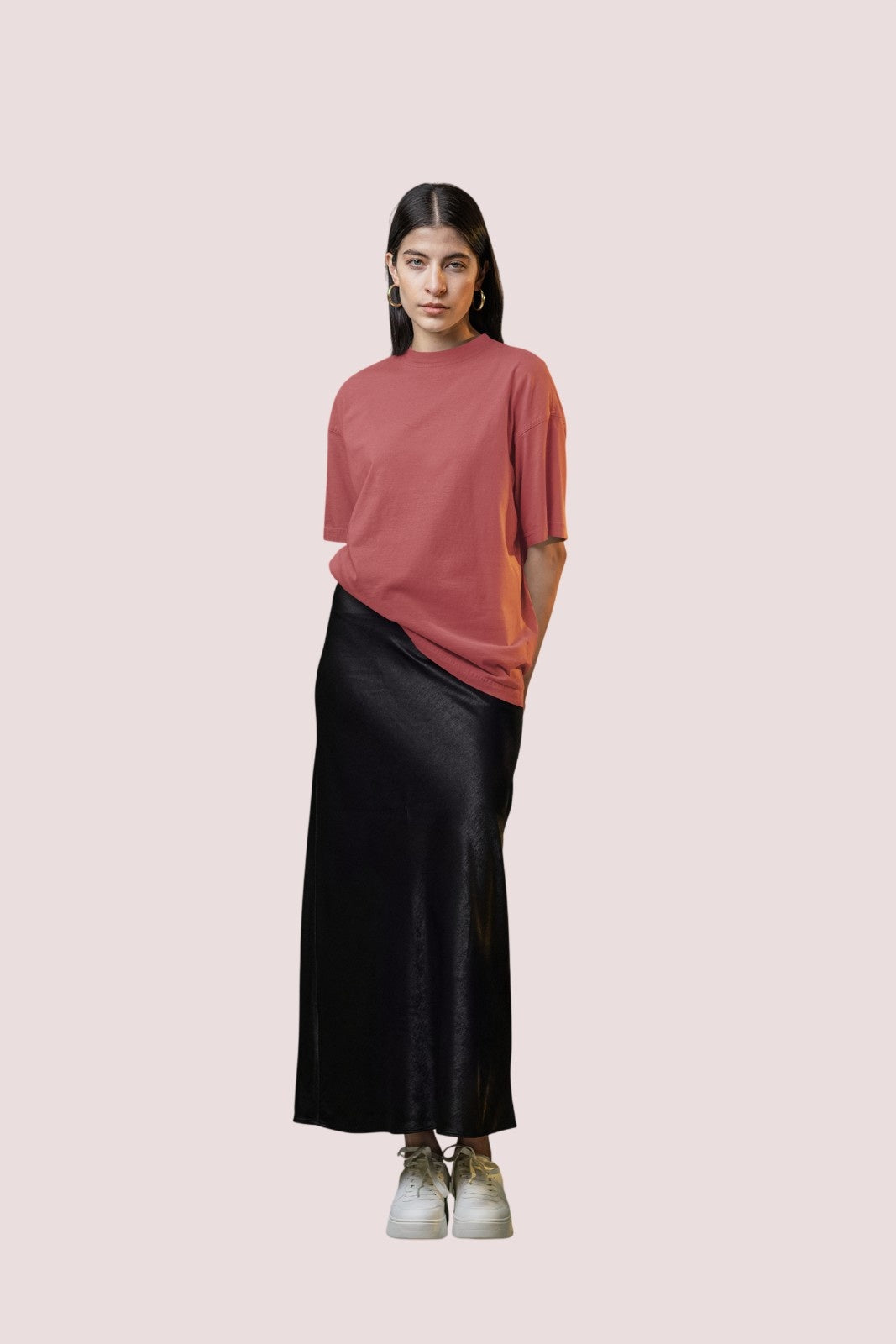 MEMINGO Coral Solid Women's T-Shirt Oversized fit