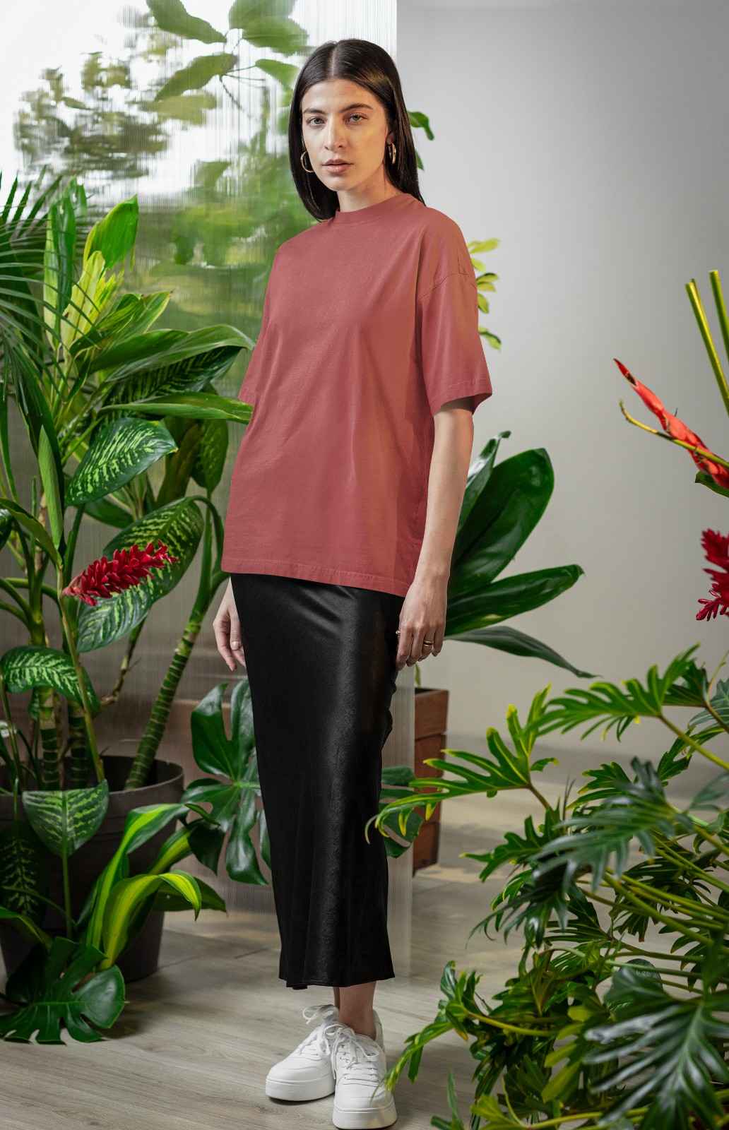 MEMINGO Coral Solid Women's T-Shirt Oversized fit